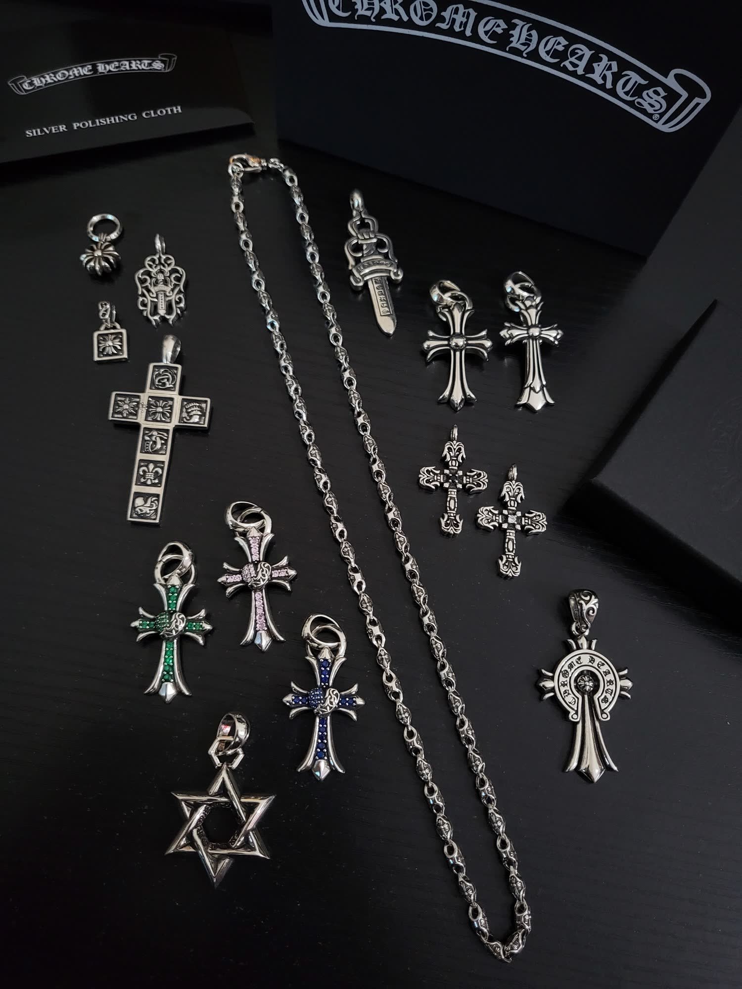 Chrome Hearts Silver Cross Pendant Set
